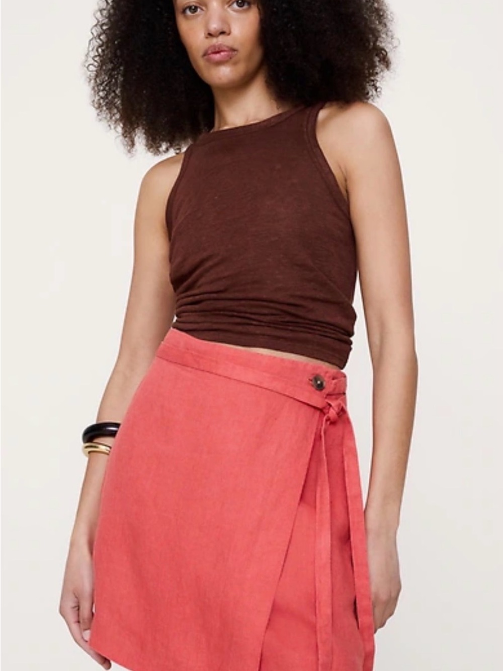 NWT Banana Republic Wrap Skirt in Red size 8 in European Linen